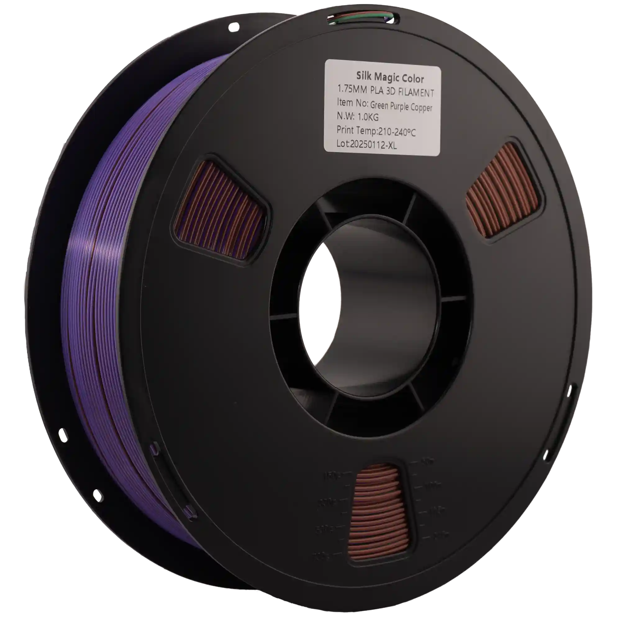 SILK PLA Tri Color-пластик 3DShop для 3D-принтера 1.75mm 1кг Зелений Фіолетовий Мідь