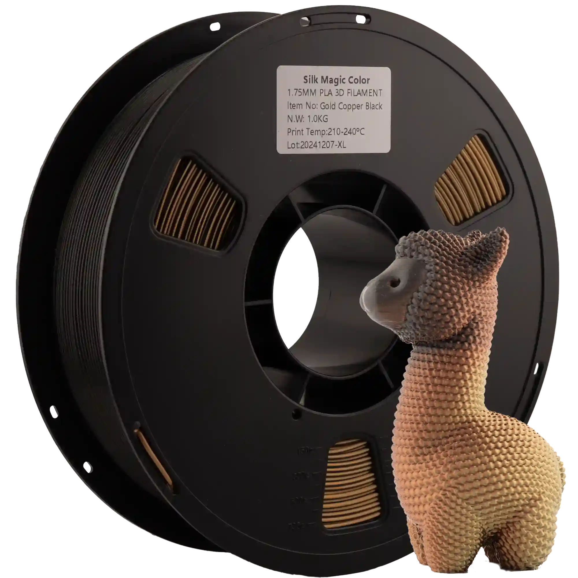 SILK PLA Tri Color-пластик 3DShop для 3D-принтера 1.75mm 1кг Золотий Мідний Чорний